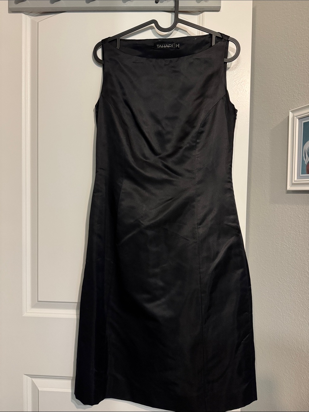 Tahari Black Silk Dress with Boat Neck